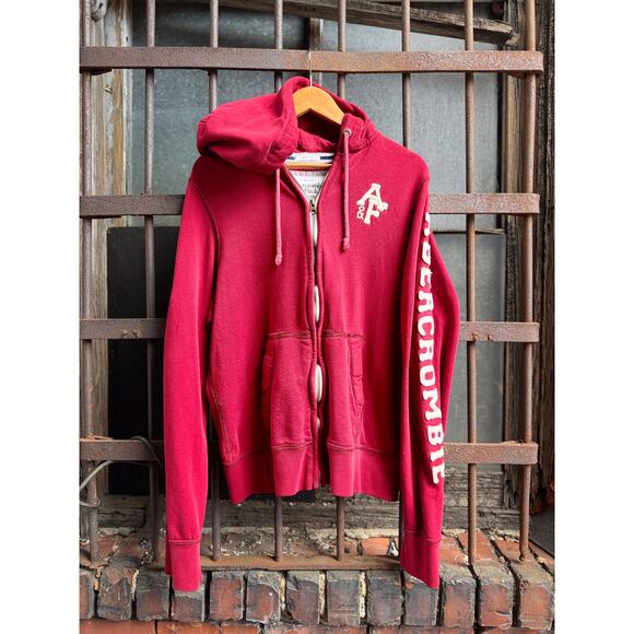 Y2K Red Abercrombie & Fitch Muscle Hoodie Size Large AS IS - Picture 4 of 5